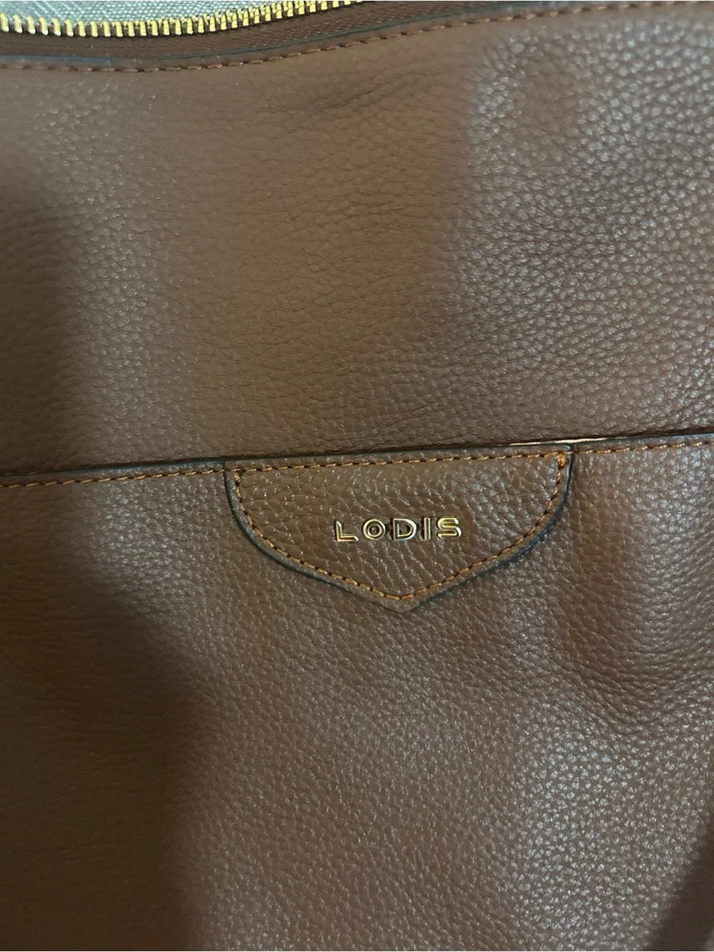 Lodis Chestnut Brown Leather Tote with Gold Accents